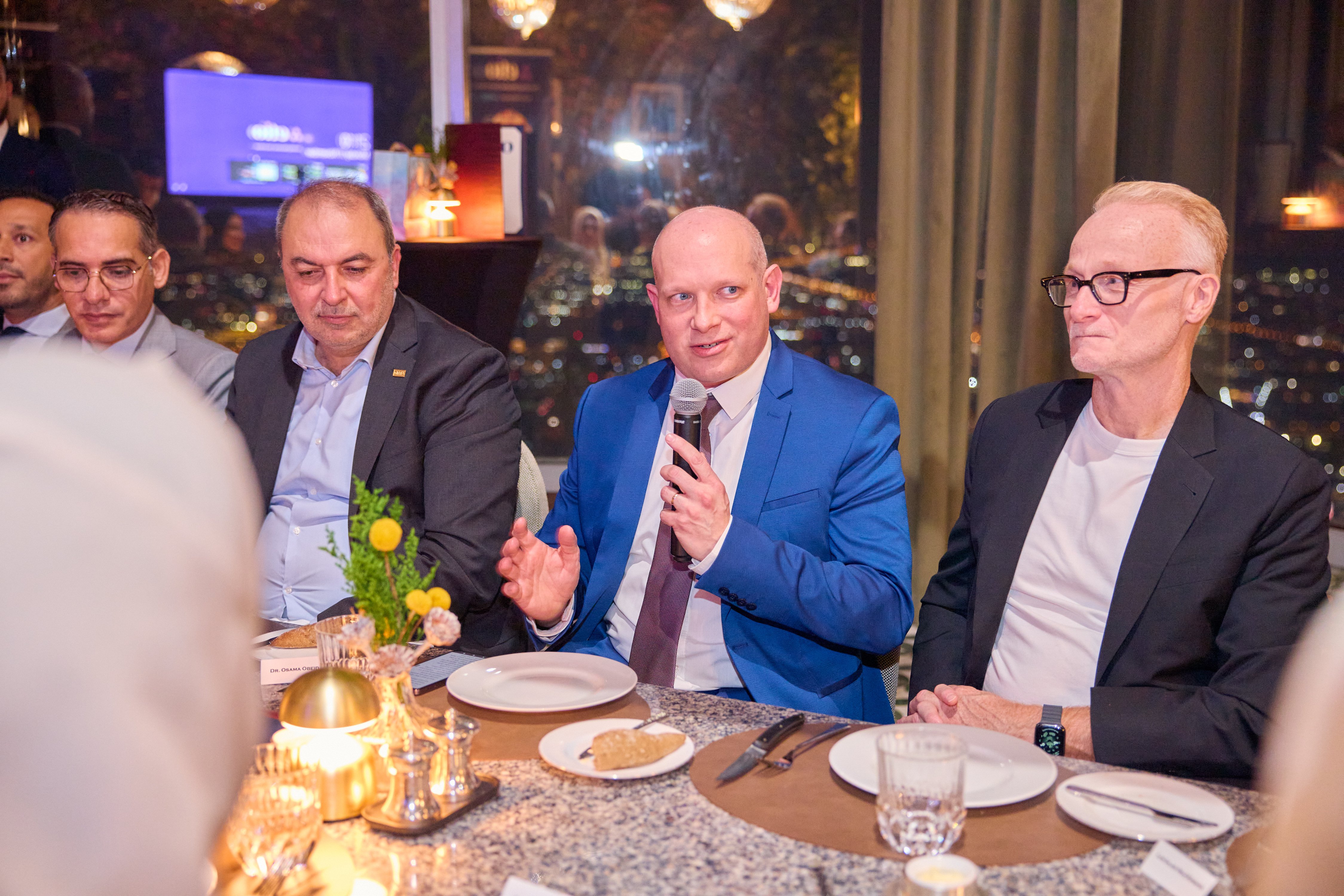 (Left to right): Dr Osama Obeidat ,CEO at Queen Rania Teacher Academy; Dan Palmer, Business Development Director at Etio; and Lachlan MacKinnon,  Director General at Emirates National Schools. 