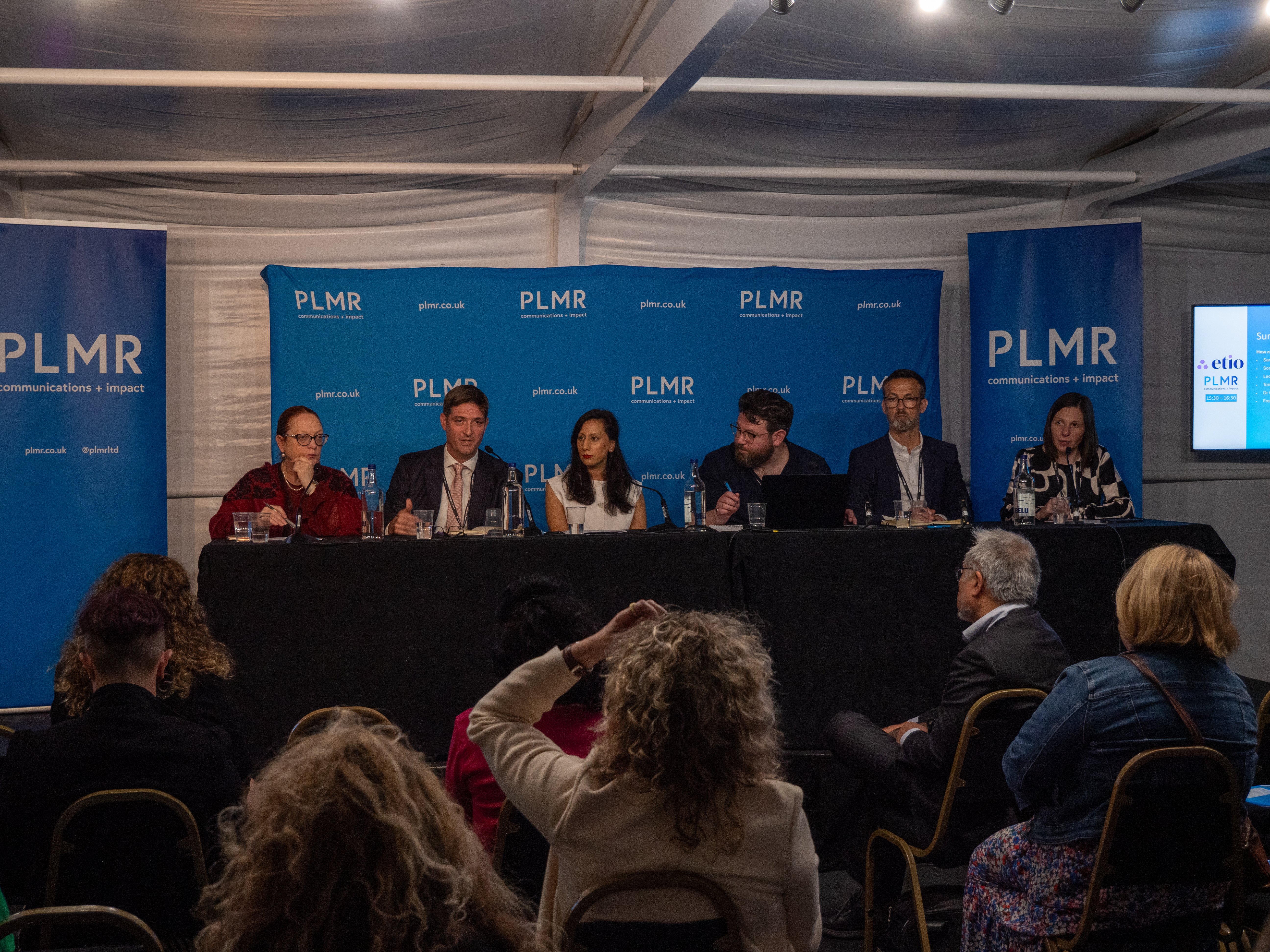 (Left to right)  Leora Cruddas CBE, Chief Executive, Confederation of School Trusts; Dr. Gordon Carver, UK Managing Director, Etio; Sonia Kumar MP, MP for Dudley; Freddie Whittaker, Deputy Editor & Political Editor, Schools Week (Chair); Tom Rees, Chief Executive, Ormiston Academies Trust; and Sarah Smith MP, MP for Hyndburn. 