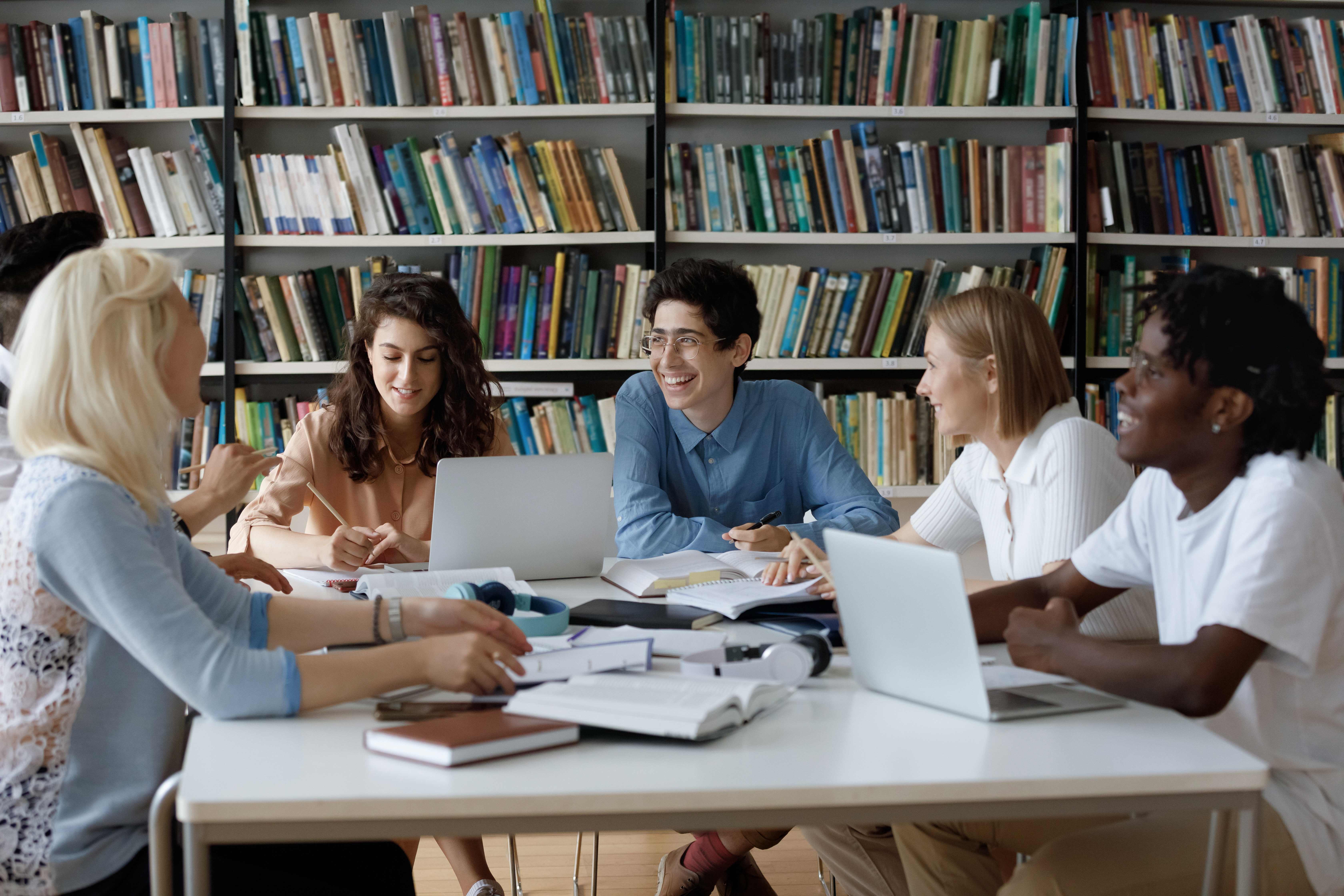 International student group studying together